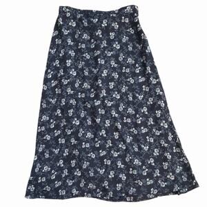 90s Willow Bay Whimsygoth Navy Blue Floral Maxi Skirt Size Large